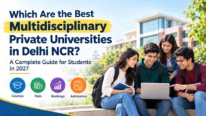 Multidisciplinary private universities in Delhi NCR for students in 2027, featuring university students, campus, courses, fees, rankings and admissions.